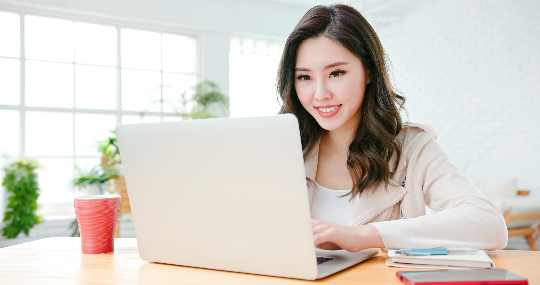 Asian Woman Telework at Home